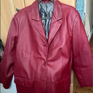Leather Blazer, Burgundy/Red, Size 18/20(about)